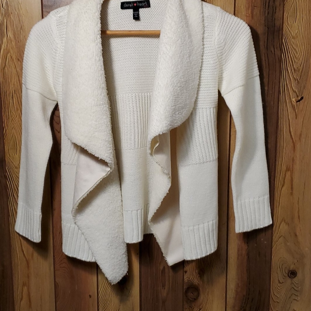 White cardigan sweater